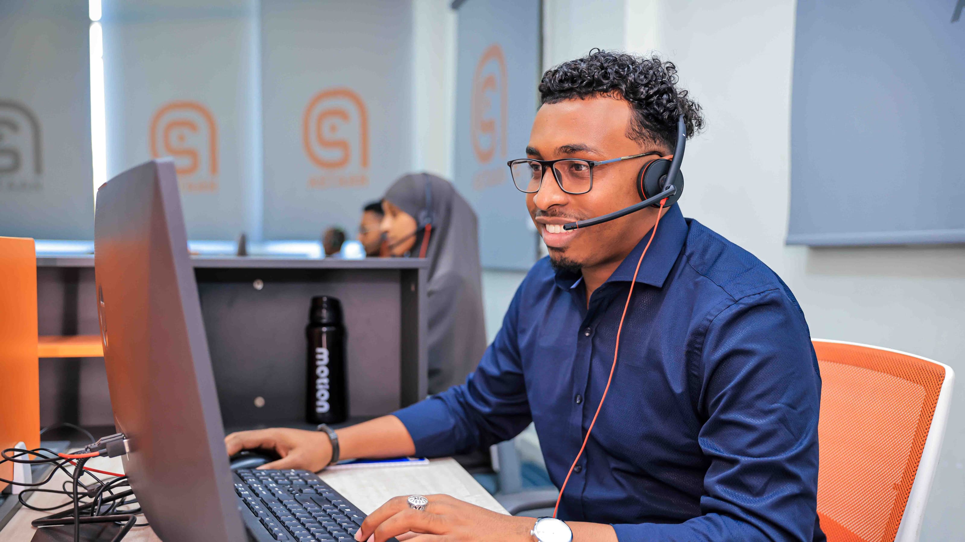 The Astaan Media team at work in the Mogadishu office